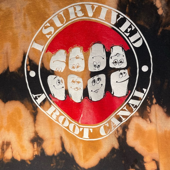 “I survived a root canal” t shirt hand dyed mens m - Picture 2 of 3